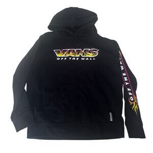 Vans Off The Wall Flame Black Hoodie - Youth Medium